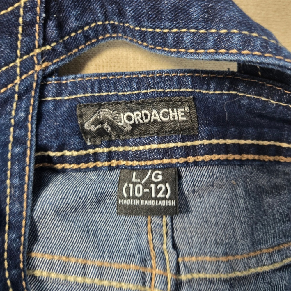 Jordache Girls Overalls Bedazzled Bling Stars Studs Medium Wash Large 10/12 - Picture 8 of 10